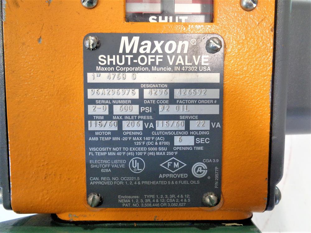 Maxon 1" Shut-Off Valve, #4760 0